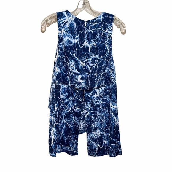 Fifteen Twenty Split Back Layered Tank Top Blue and White Print Size XS - Picture 8 of 8